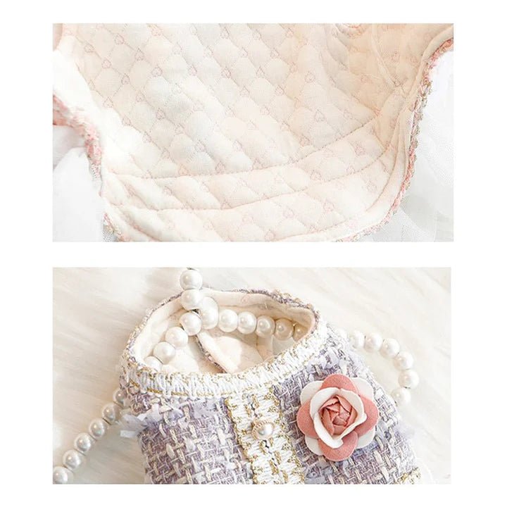 Layered Skirt Sleeveless Tweed Lace Tank Dress Cat Clothes - PIKAPIKA