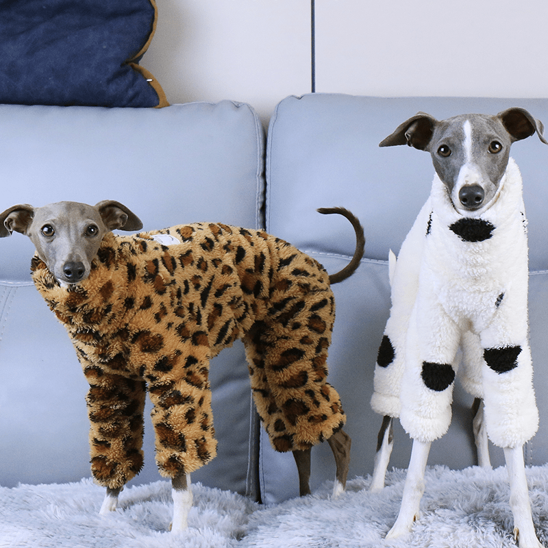 Leopard Print Fleece Onesies Italian Greyhound Whippet Dog Clothes - PIKAPIKA