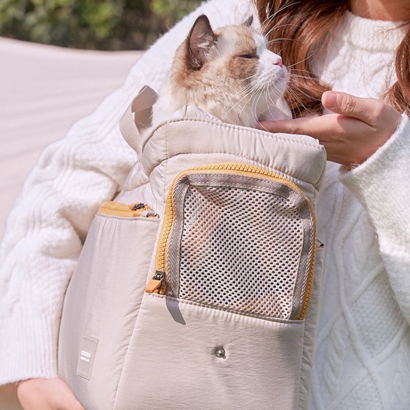 Lightweight Cat Sling Carrier – Mesh Fabric, Adjustable Strap - PIKAPIKA