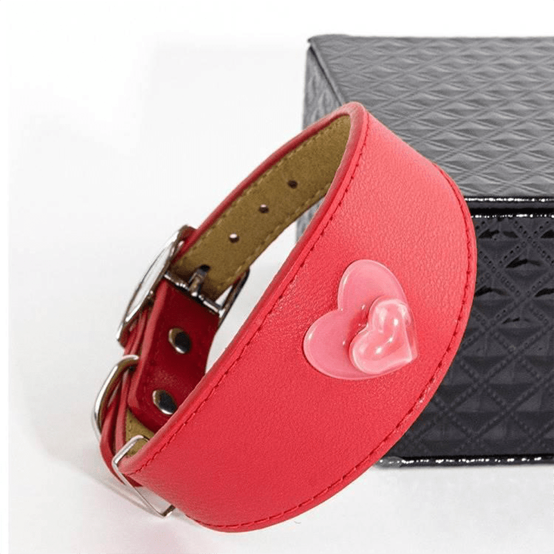 Love Heart Microfiber Leather Collar for Dog Outdoor Gear - PIKAPIKA
