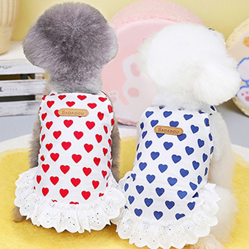 Love Heart Sleeveless Cotton Tank Dress Dog Clothes - PIKAPIKA