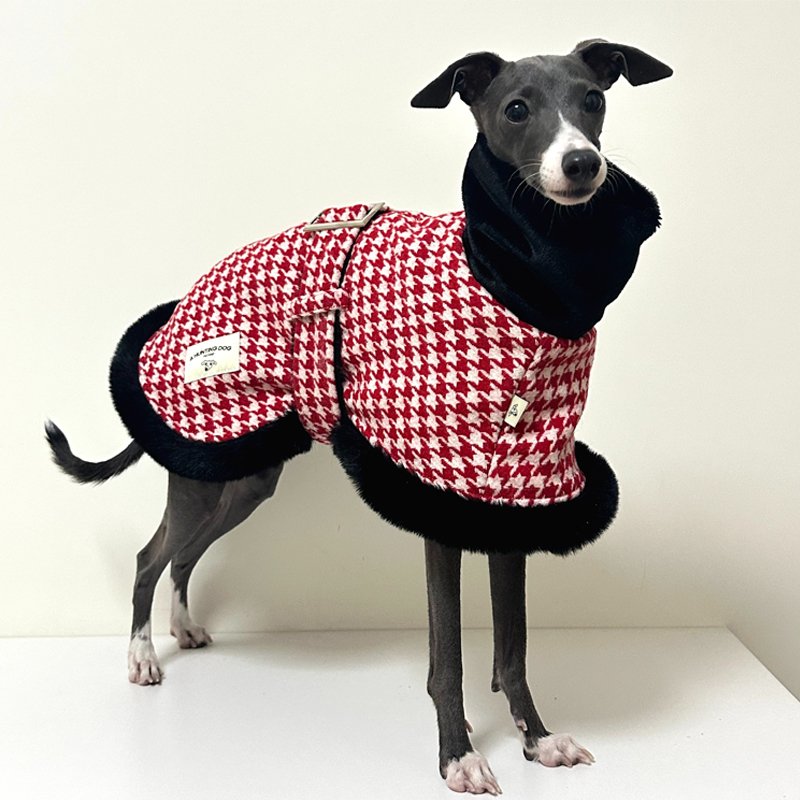 Luxury Faux Fur Tweed Cloak Jacket Italian Greyhound Whippet Dog Clothes - PIKAPIKA