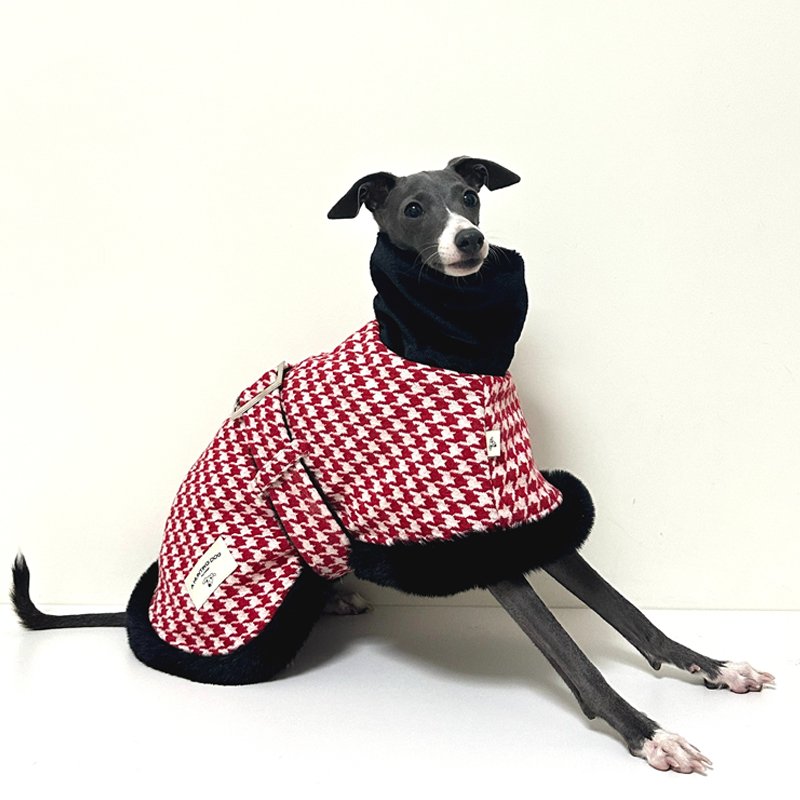 Luxury Faux Fur Tweed Cloak Jacket Italian Greyhound Whippet Dog Clothes - PIKAPIKA