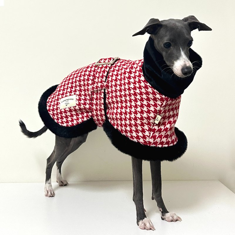 Luxury Faux Fur Tweed Cloak Jacket Italian Greyhound Whippet Dog Clothes - PIKAPIKA