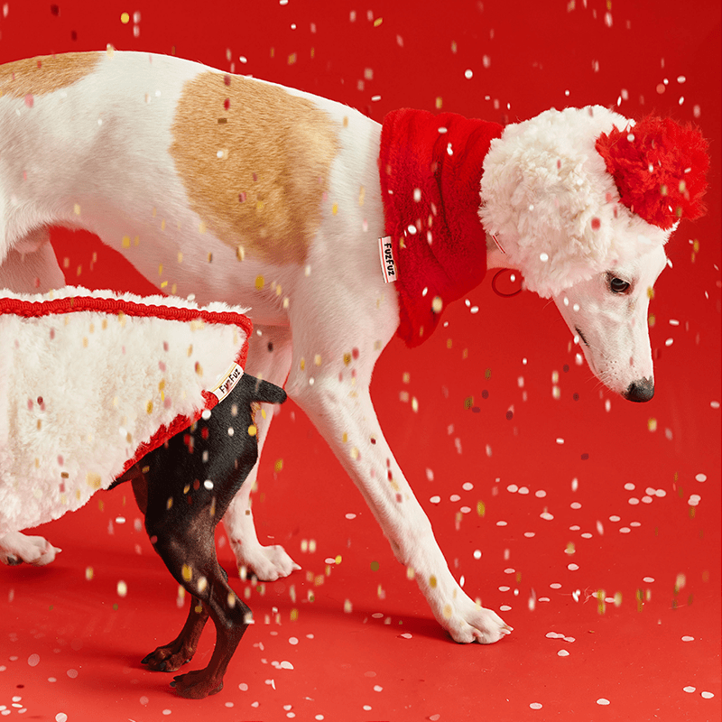 New Year Red Fleece Collar Scarf Hat - PIKAPIKA