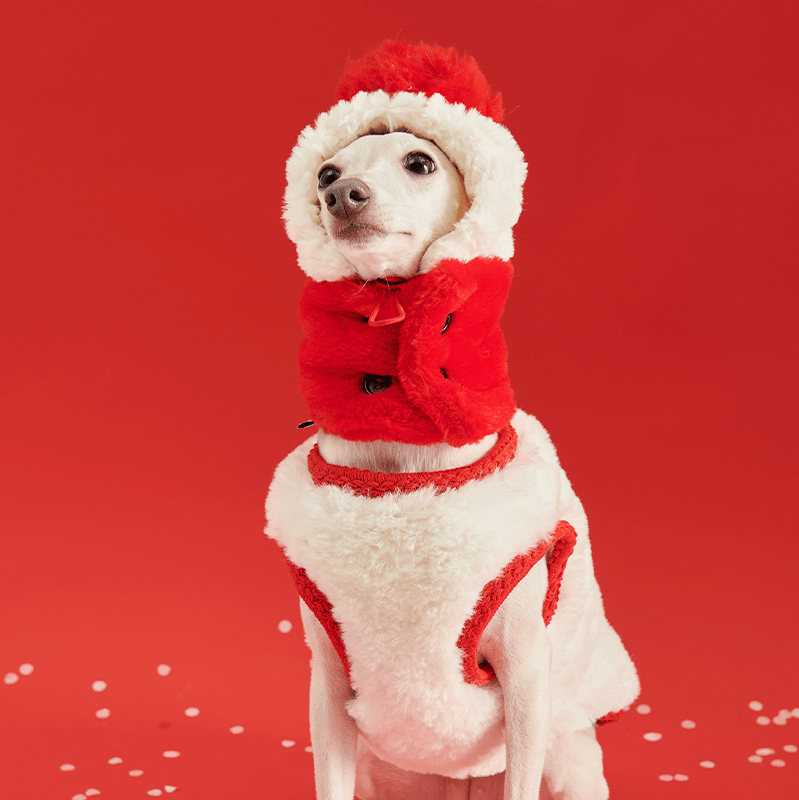 New Year Red Fleece Vest Jacket Italian Greyhound Whippet Clothes - PIKAPIKA