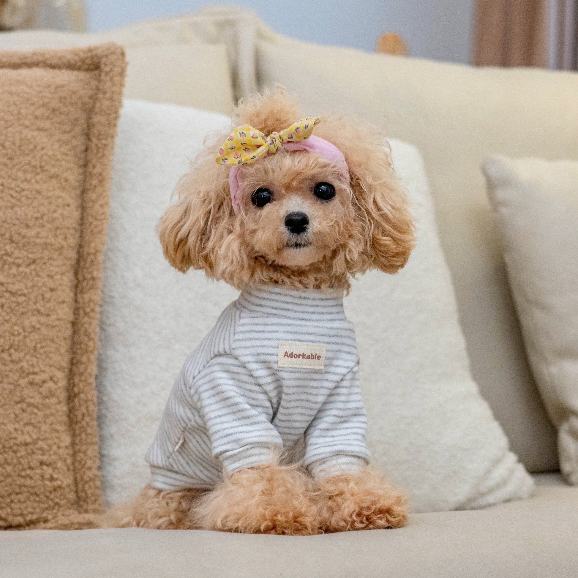 Organic Cotton Stripe Thermal Shirt for Toy Dogs - PIKAPIKA