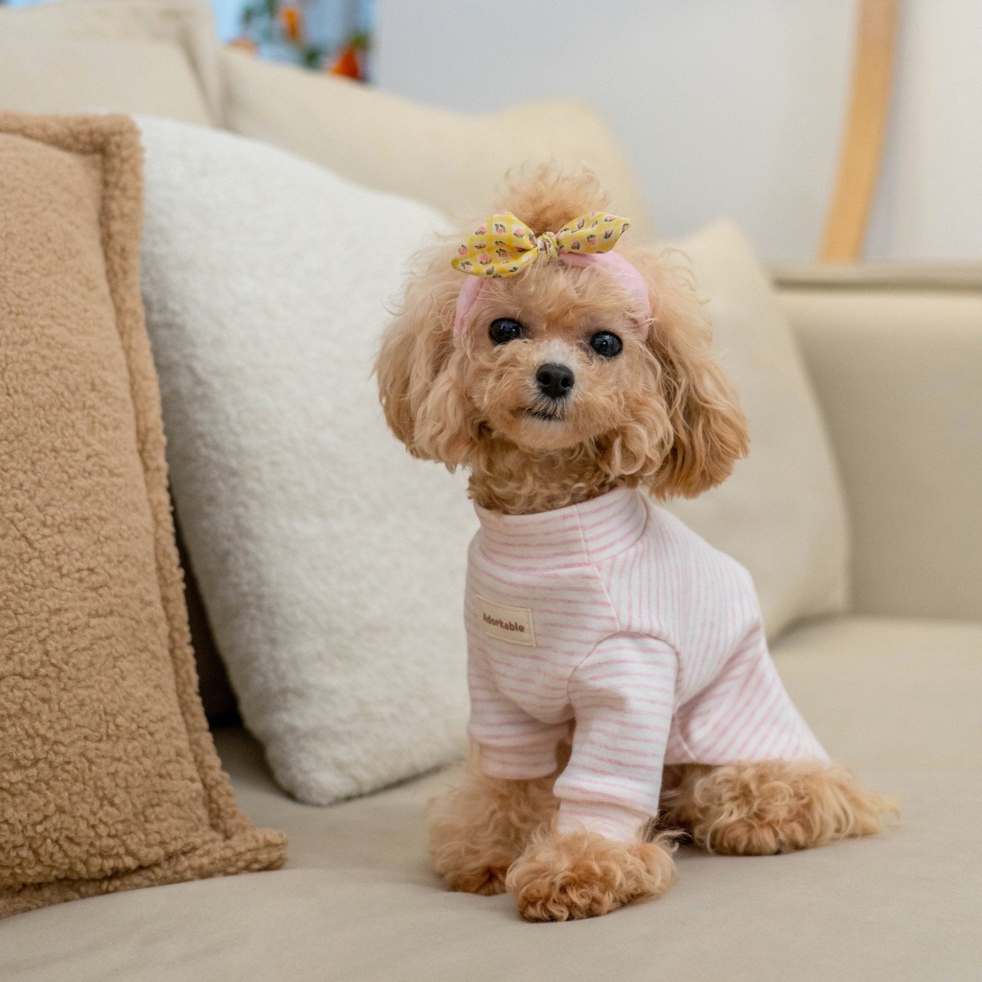 Organic Cotton Stripe Thermal Shirt for Toy Dogs - PIKAPIKA