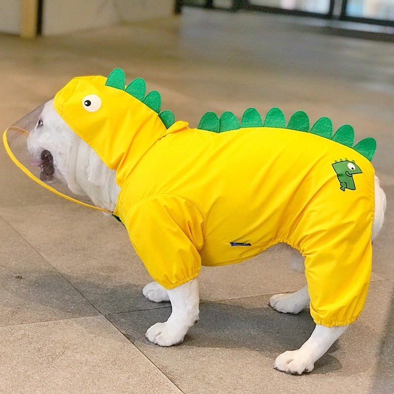 Outdoor Raincoat Dog 4 Legs Waterproof Zip Clothes Bulldog Dinosaurs - PIKAPIKA