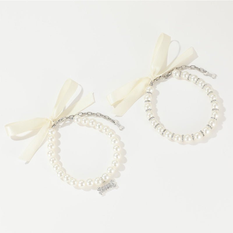 Pearl Jewelry with Bow Dog & Cat Necklace - PIKAPIKA
