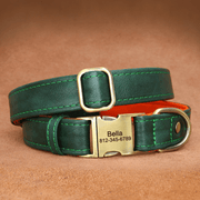 Personalized Leather Dog Collar Custom ID Tag Anti - Lost for Medium Big Dogs - PIKAPIKA