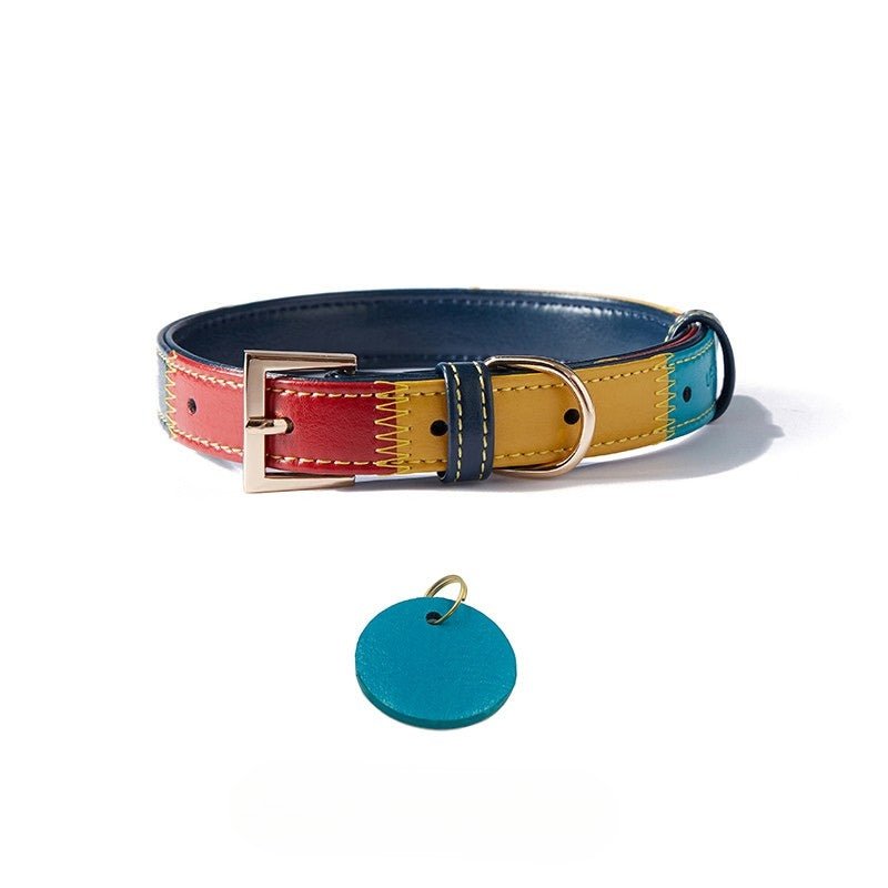 Personalized Pet Collar 4 ft Leash Set Anti - Lost Leather for Small Medium Dog - PIKAPIKA