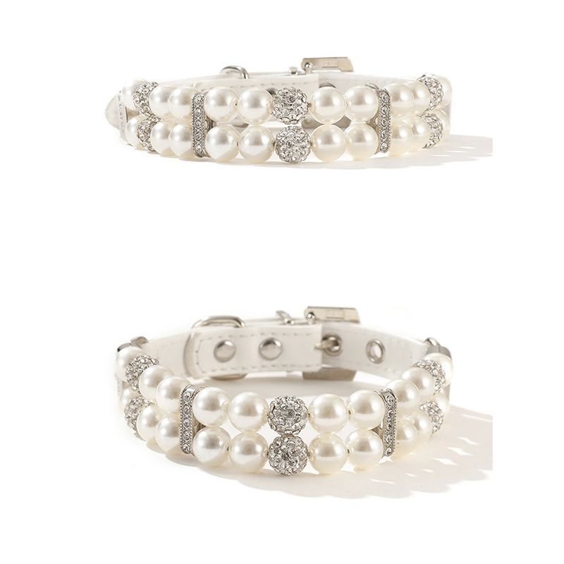 Pet Accessory Dog Collar Cat Pearl Necklace with Leashes - PIKAPIKA