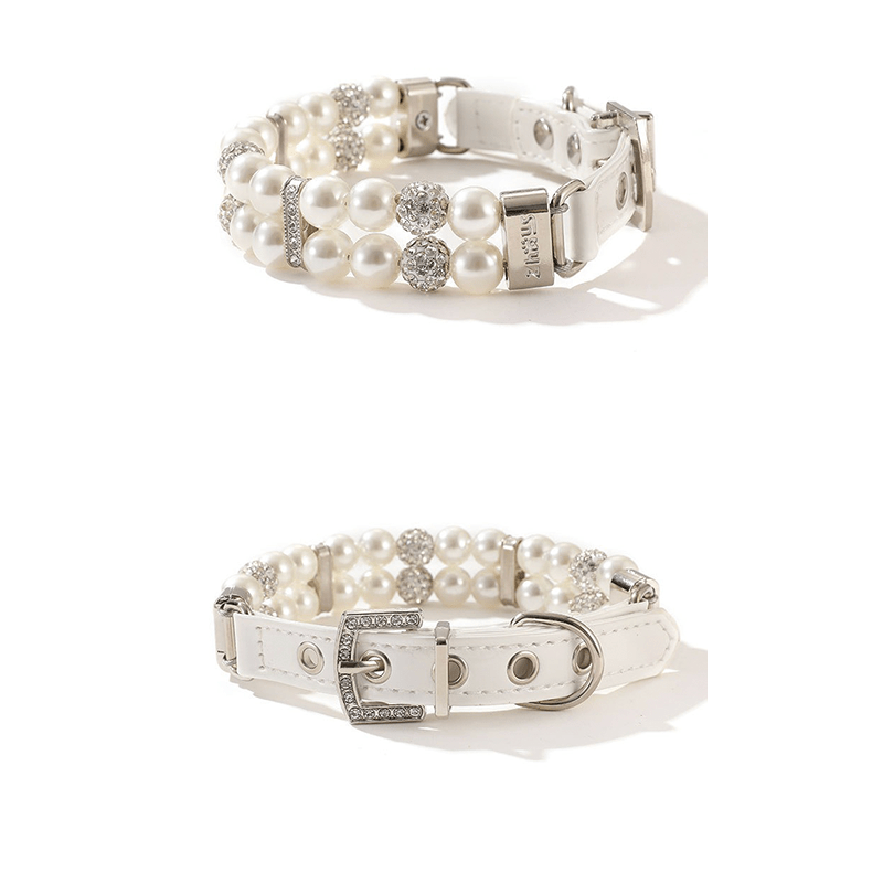 Pet Accessory Dog Collar Cat Pearl Necklace with Leashes - PIKAPIKA