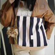 Pet Carrier Breathable Cat Dog Stripes Handbag With Small Opening - PIKAPIKA