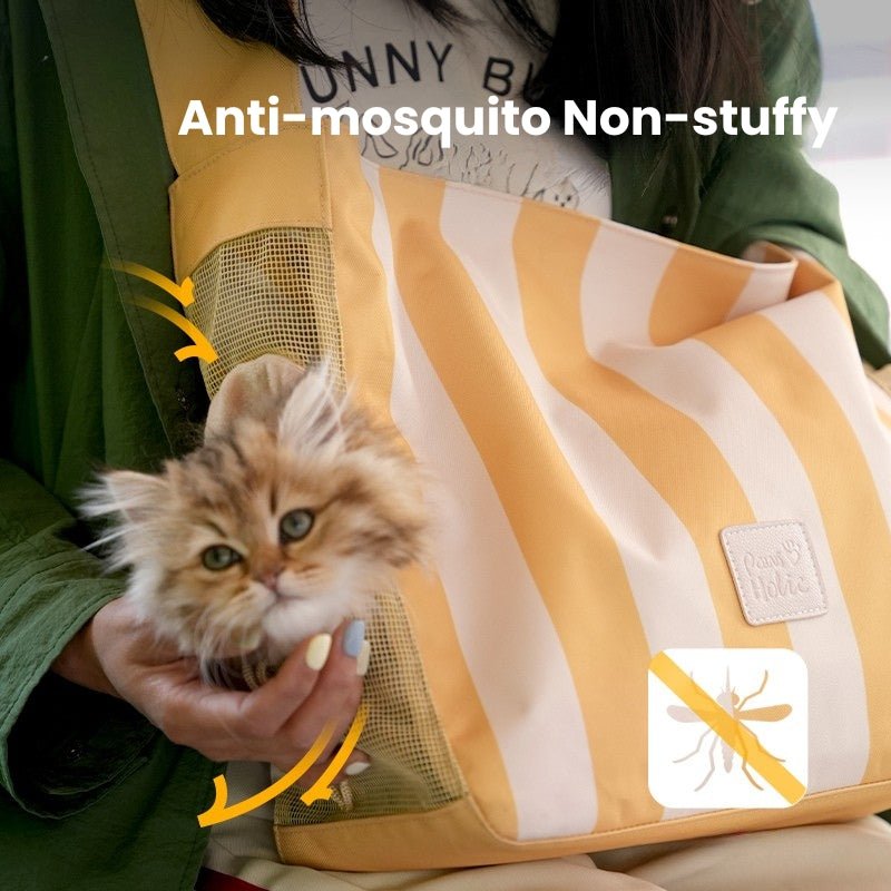 Pet Carrier Breathable Cat Dog Stripes Handbag With Small Opening - PIKAPIKA