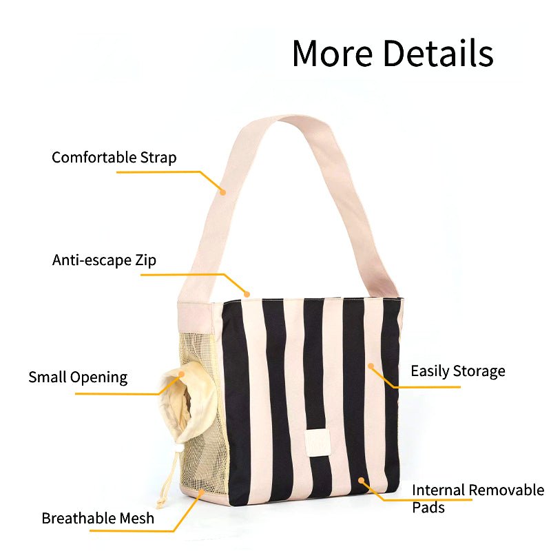Pet Carrier Breathable Cat Dog Stripes Handbag With Small Opening - PIKAPIKA