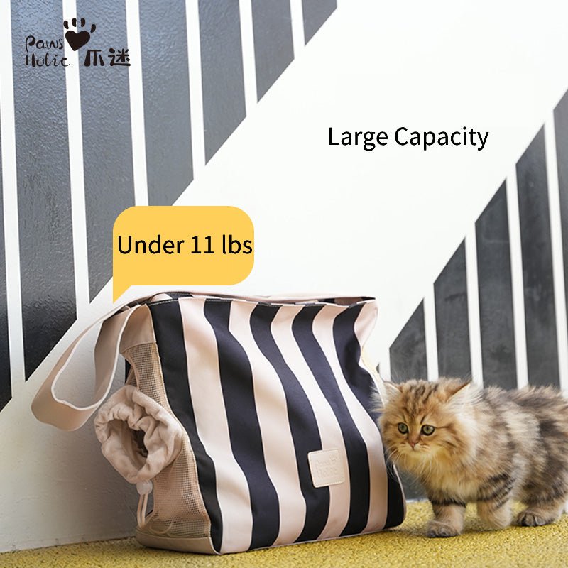 Pet Carrier Breathable Cat Dog Stripes Handbag With Small Opening - PIKAPIKA