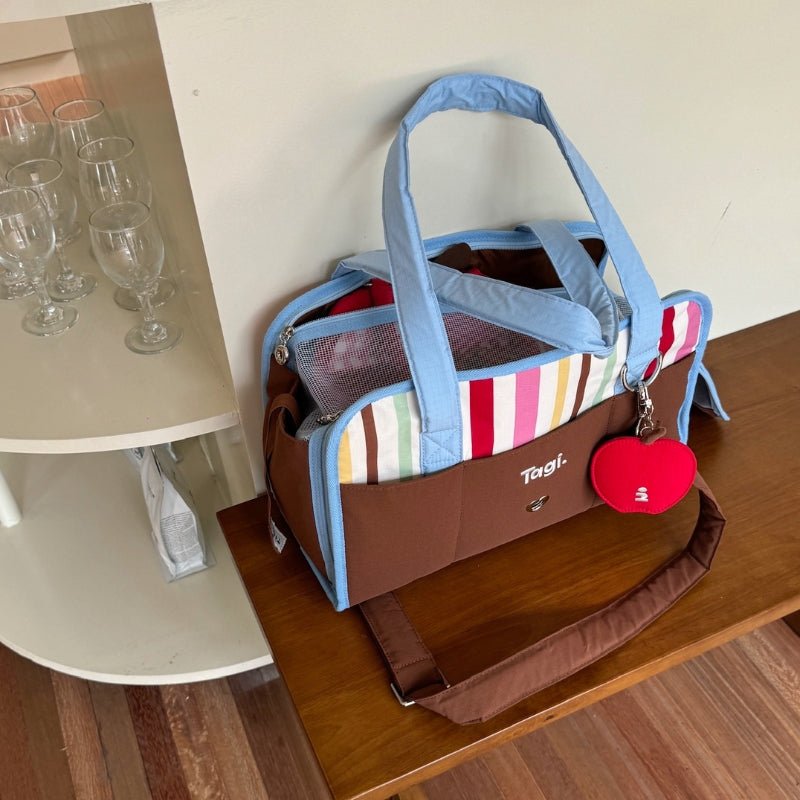 Pet Carrier Breathable Stripes Handbag for Dog Cat Under 8.8 lb - PIKAPIKA