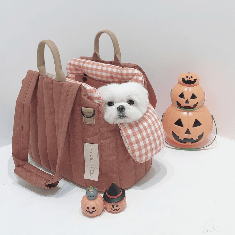 Pet Carrier Cat Dog Checkered Outing Bag - PIKAPIKA