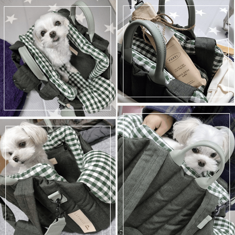 Pet Carrier Cat Dog Checkered Outing Bag - PIKAPIKA