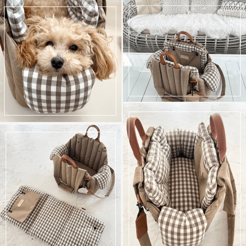 Pet Carrier Cat Dog Checkered Outing Bag - PIKAPIKA