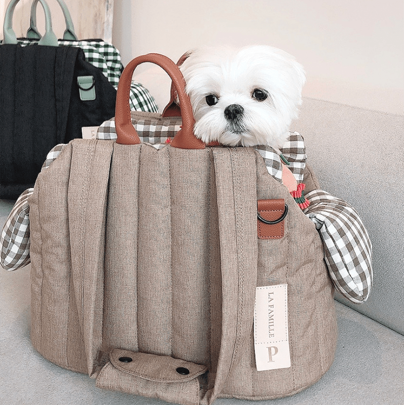 Pet Carrier Cat Dog Checkered Outing Bag - PIKAPIKA
