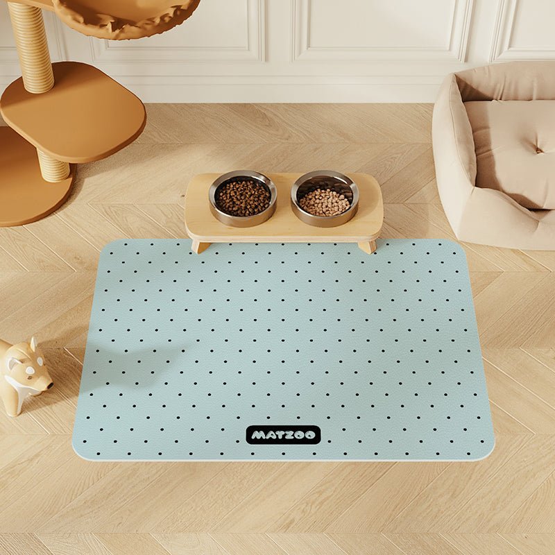 Pet Feeding Mat Leather Dog Food Mat Waterproof Polka Dots - PIKAPIKA