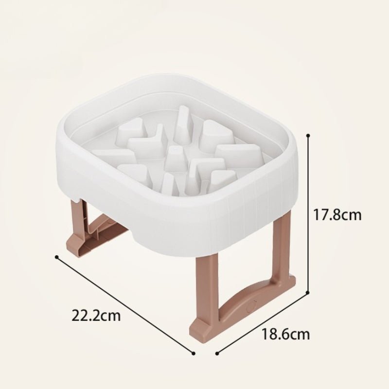 Pet Slow Feeder Double Food Bowl With Detachable Holder - PIKAPIKA