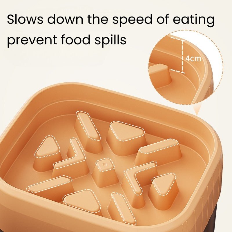 Pet Slow Feeder Double Food Bowl With Detachable Holder - PIKAPIKA