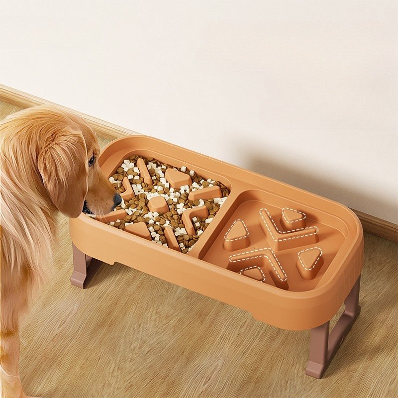 Pet Slow Feeder Double Food Bowl With Detachable Holder - PIKAPIKA