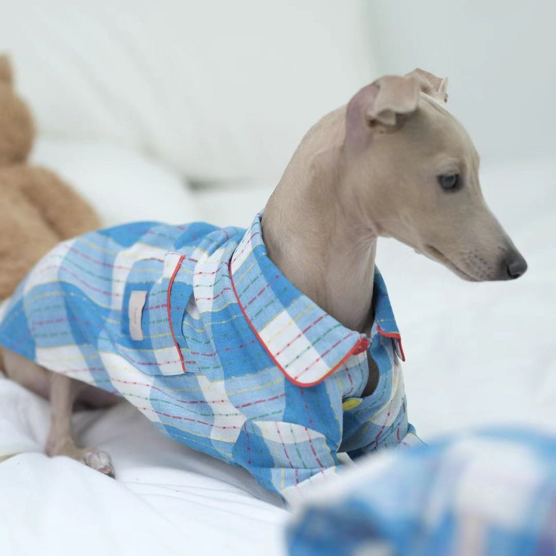 Plaid Cotton Dog Pajamas Comfortable Spring Loungewear - PIKAPIKA