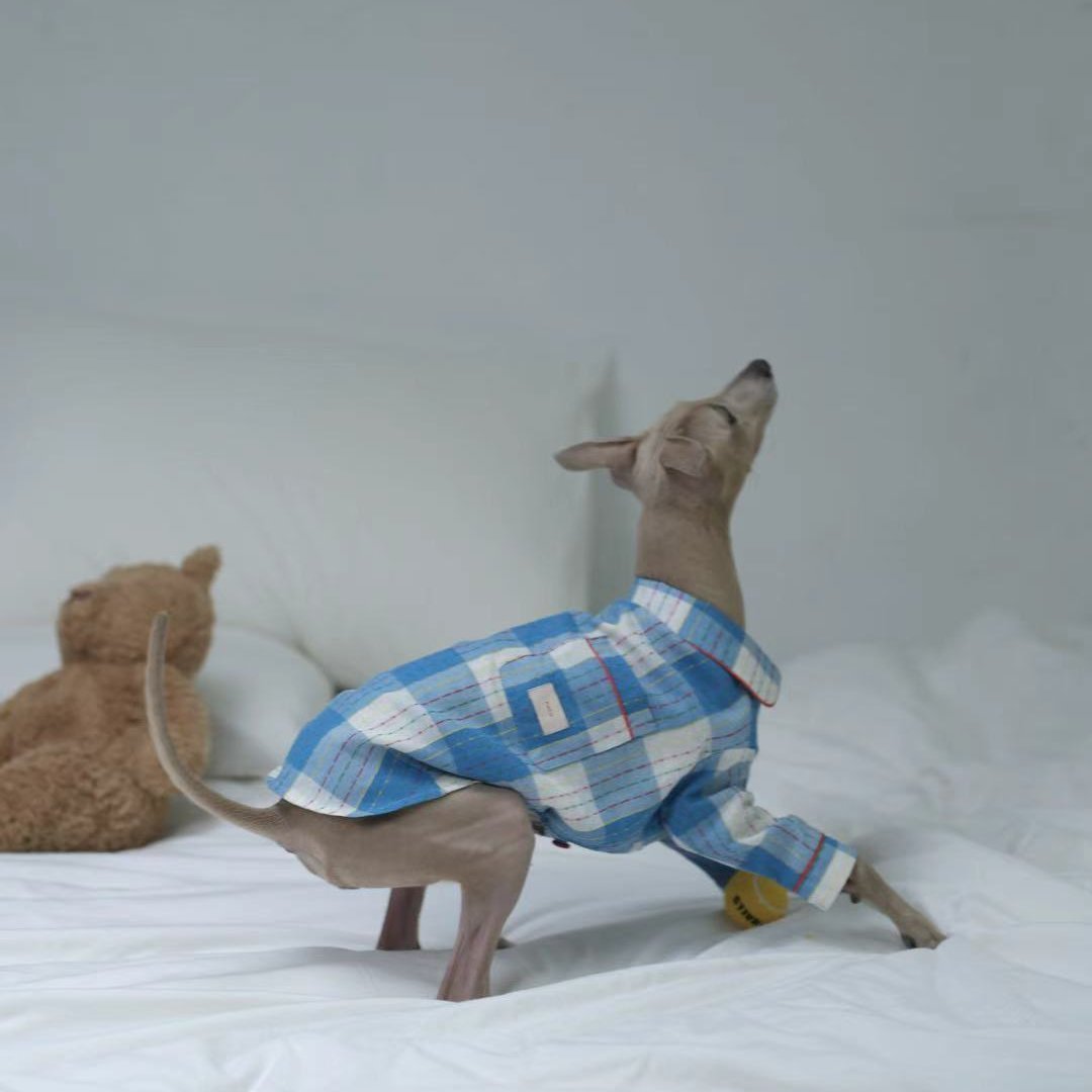 Plaid Cotton Dog Pajamas Comfortable Spring Loungewear - PIKAPIKA