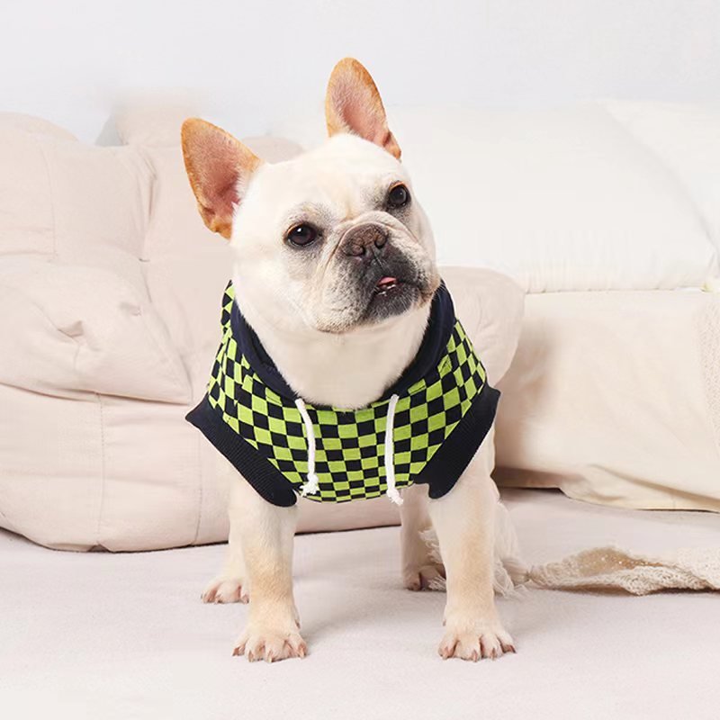 Plaid Hoodie Bulldog Dog Clothes - PIKAPIKA