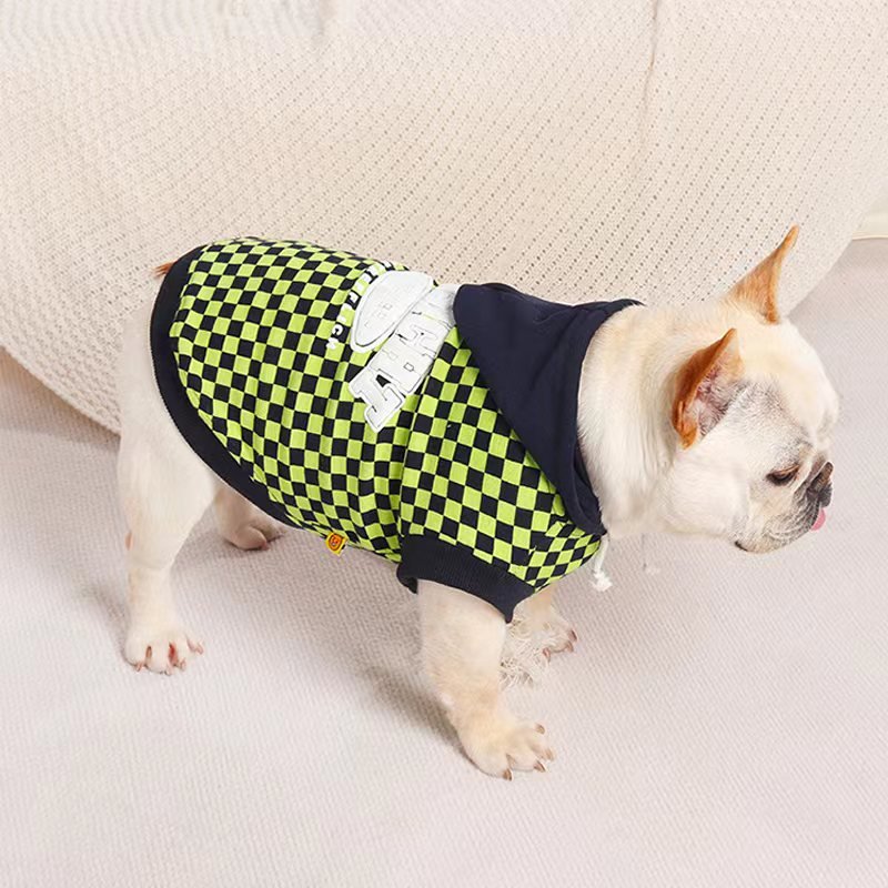 Plaid Hoodie Bulldog Dog Clothes - PIKAPIKA