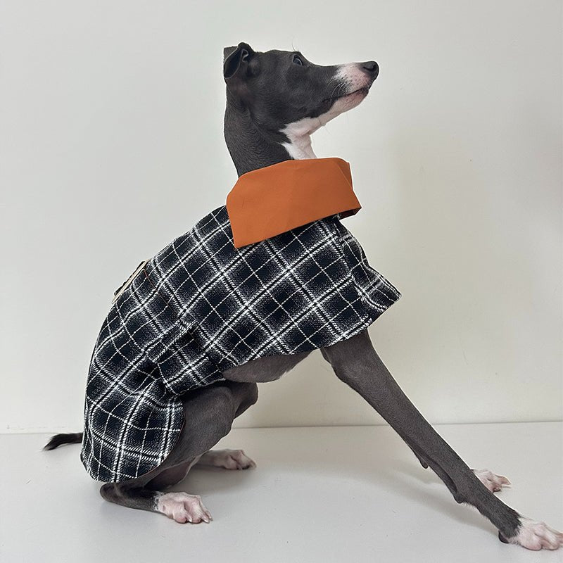 Plaid Wind Coat Cloak for Italian Greyhound Whippet - PIKAPIKA