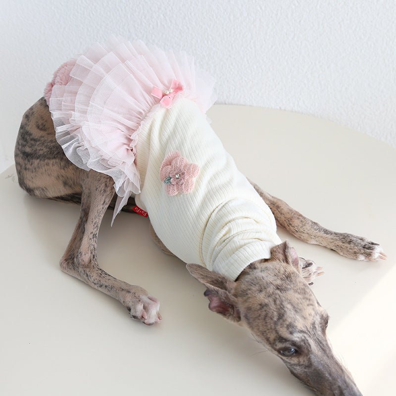 Pleated Mesh Dress Turtleneck Italian Greyhound Whippet Dog Clothes - PIKAPIKA