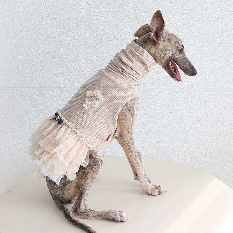 Pleated Mesh Dress Turtleneck Italian Greyhound Whippet Dog Clothes - PIKAPIKA