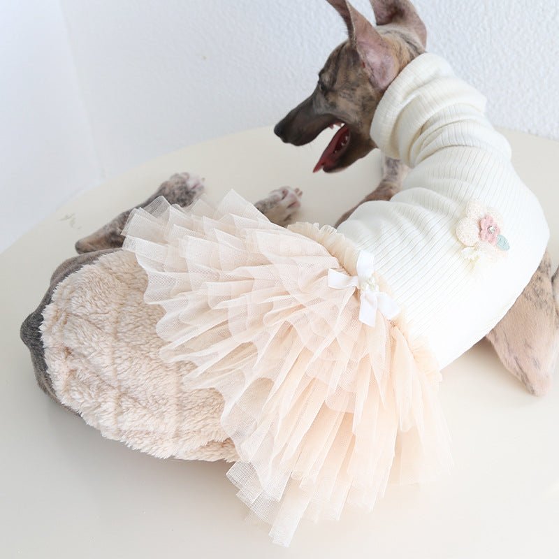 Pleated Mesh Dress Turtleneck Italian Greyhound Whippet Dog Clothes - PIKAPIKA