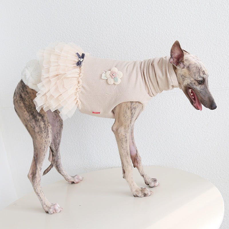 Pleated Mesh Dress Turtleneck Italian Greyhound Whippet Dog Clothes - PIKAPIKA