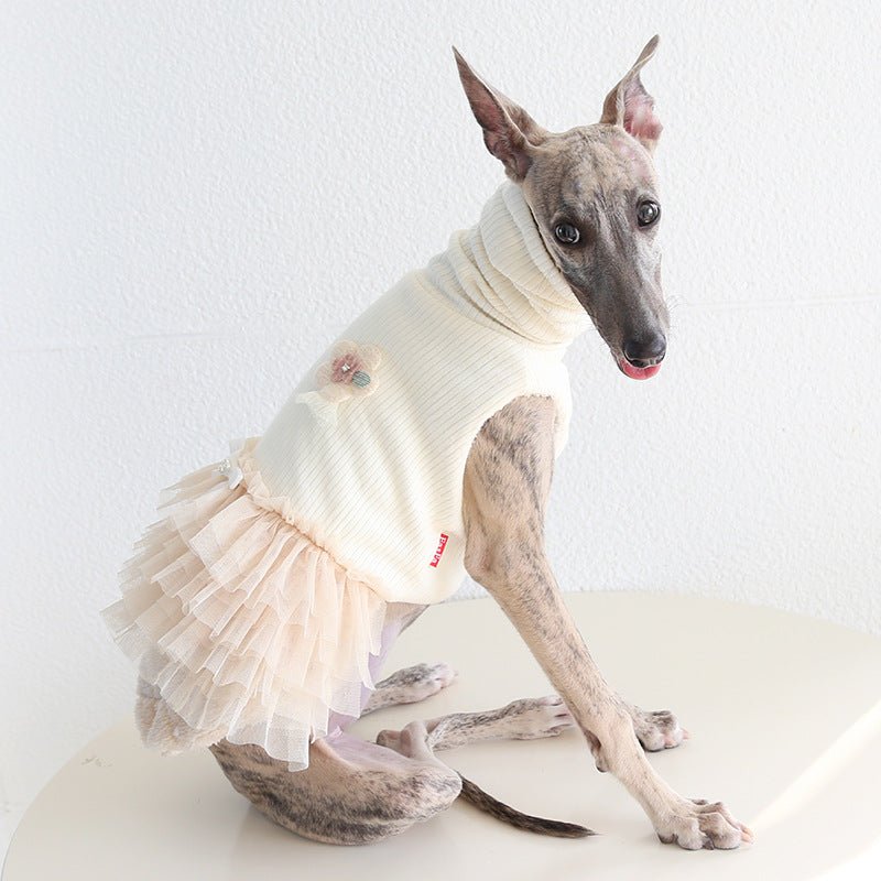 Pleated Mesh Dress Turtleneck Italian Greyhound Whippet Dog Clothes - PIKAPIKA