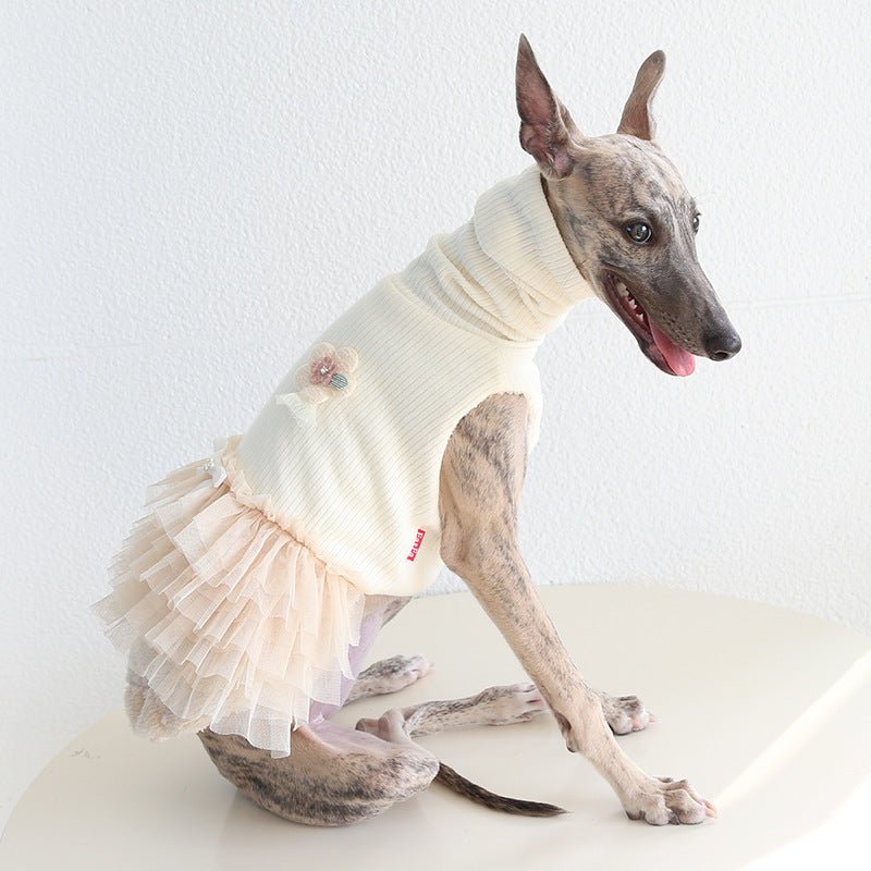 Pleated Mesh Dress Turtleneck Italian Greyhound Whippet Dog Clothes - PIKAPIKA