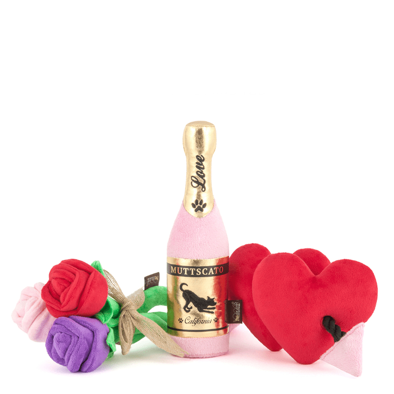 Plush Squeaky Dog Toy Valentine's Day Love Gift Champagne - PIKAPIKA