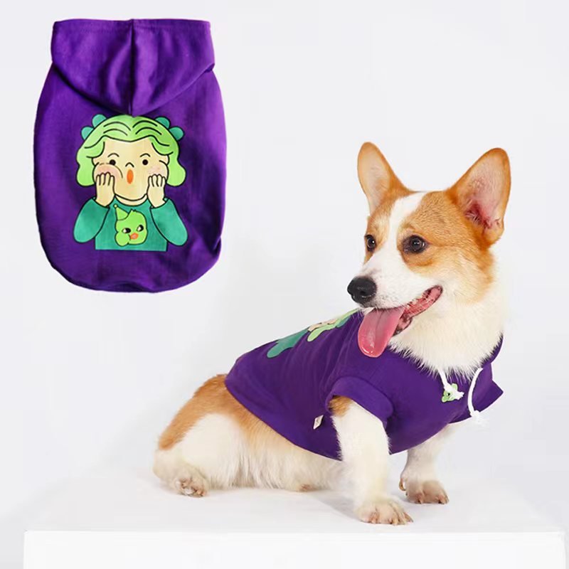 Print Sleeveless Hoodies Corgi Dog Clothes - PIKAPIKA