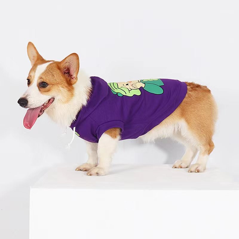 Print Sleeveless Hoodies Corgi Dog Clothes - PIKAPIKA