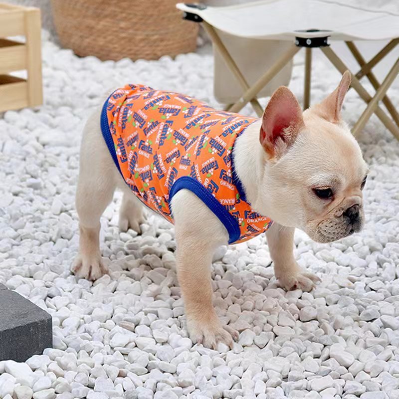Print Sleeveless Tank T shirt Bulldog Dog Clothes - PIKAPIKA