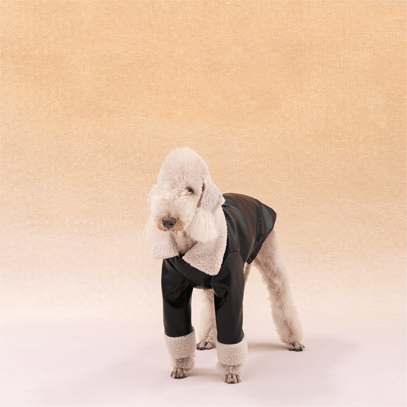 PU Jacket Dog Clothes Fleece Coat Bedlington - PIKAPIKA
