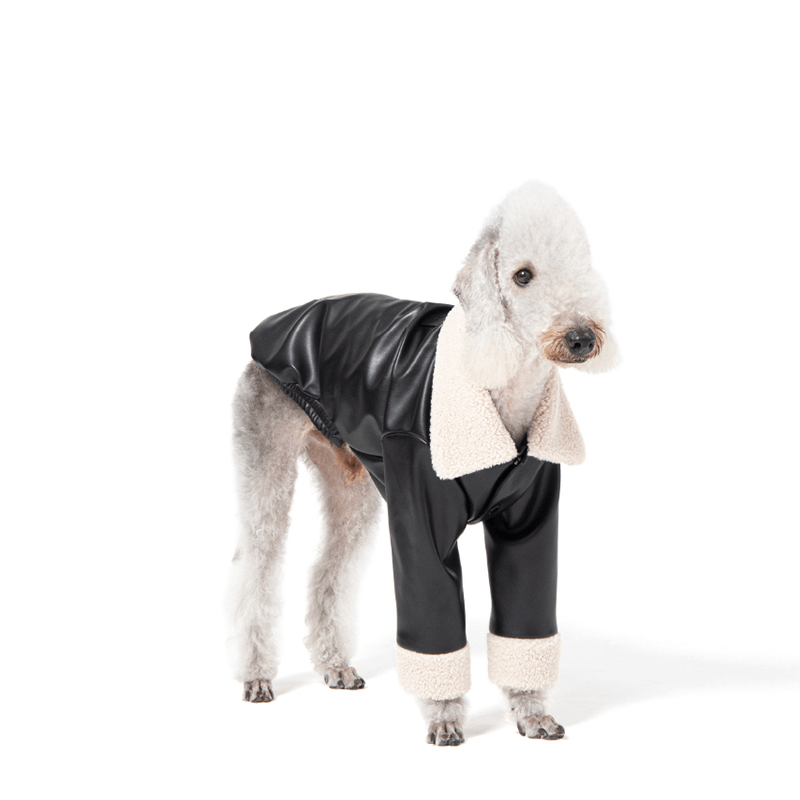 PU Jacket Dog Clothes Fleece Coat Bedlington - PIKAPIKA
