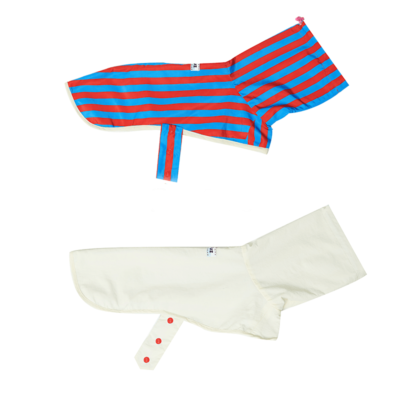 Raincoat Reversible Cape Jacket Small Dog Italian Greyhound Blue+Red Stripe - PIKAPIKA