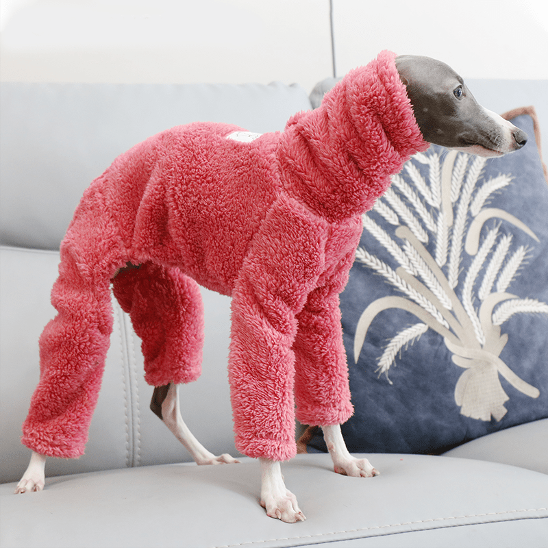Rose Red Fleece Onesies Italian Greyhound Whippet Dog Clothes - PIKAPIKA